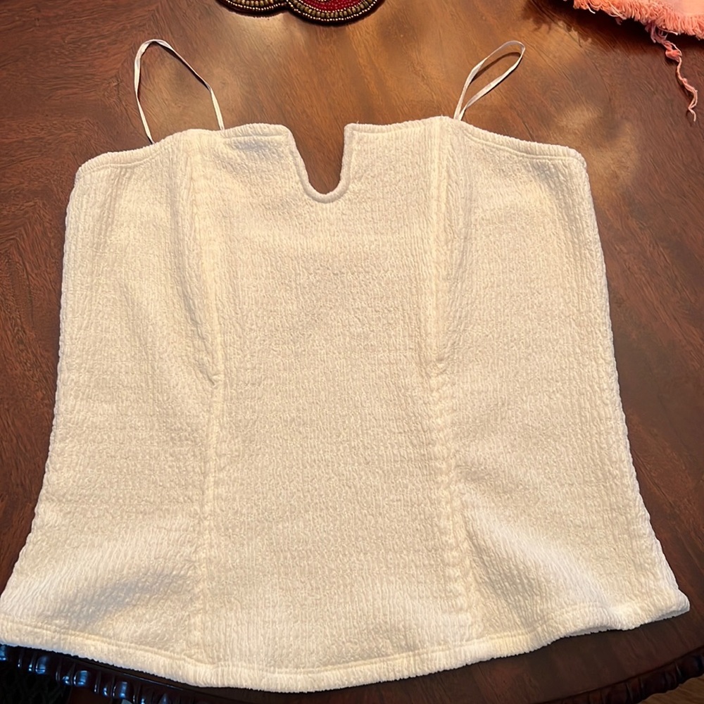Anthropologie white corset style top size large